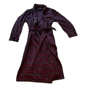 Vintage full length Wool Pendleton Plaid coat with tie